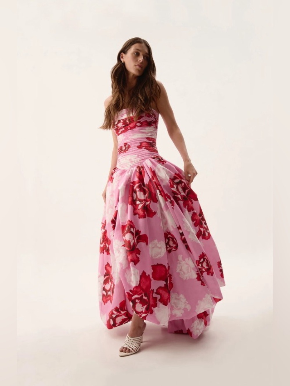 Aje Pink Red Floral Printed Violetta Bubble Hem Strapless Gown AU6/US2 NWT - Picture 5 of 10